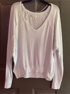 We The Free Pale Lavender Waffle V-Neck Pullover - Oversized!!
